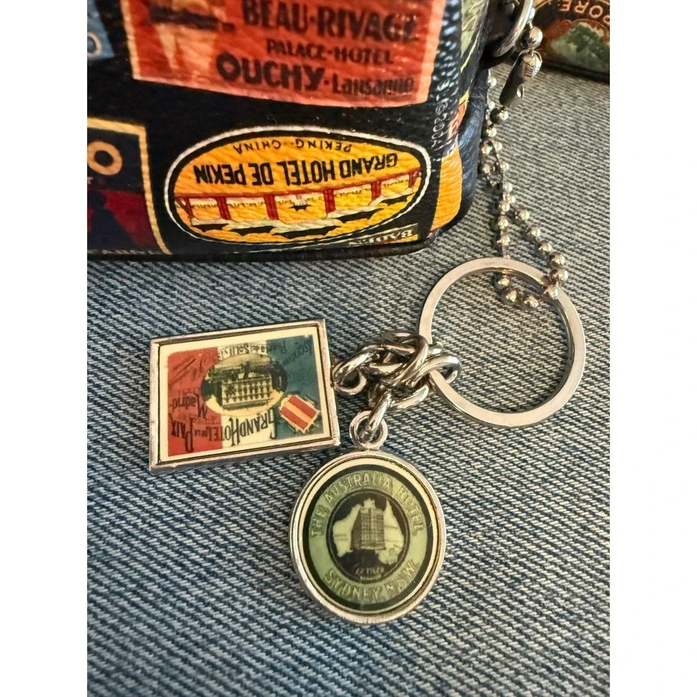 Sydney Love 'Vintage' Travel Hotel Luggage Label Print Wristlet Pouch Keychain 2